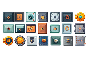 Metal safes. Flat bank lockers, an Object Illustration by Stock-Smart-Start