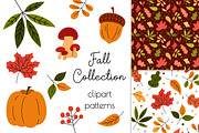 Autumn Leaves Fall Clipart Patterns, a Seasonal Illustration by AnnaViolet_store (Thumbnail 1 of 4)