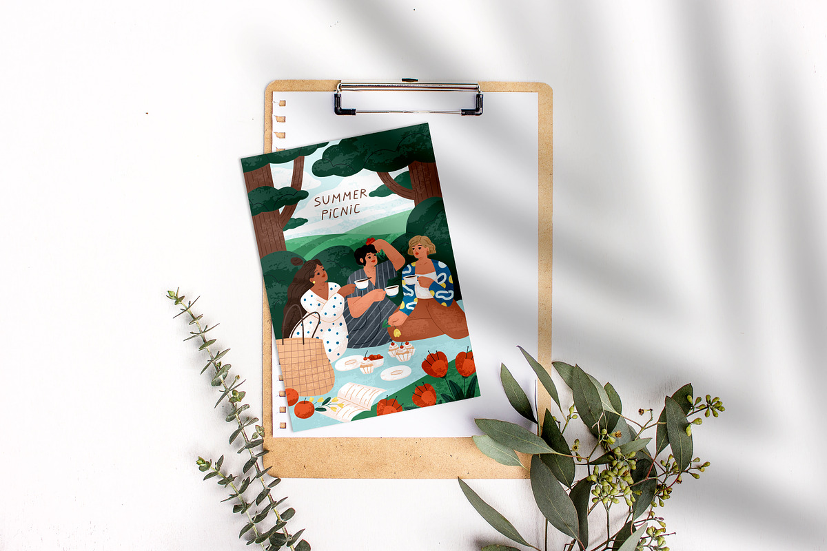 People in nature summer cards set, a Person Illustration by Good Studio (Photo 7 of 7)
