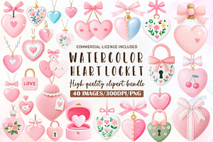 Heart Locket Coquette Valentine Clip, an Illustration by Sublimation Artist