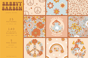 Groovy Garden Retro Hippie Graphics