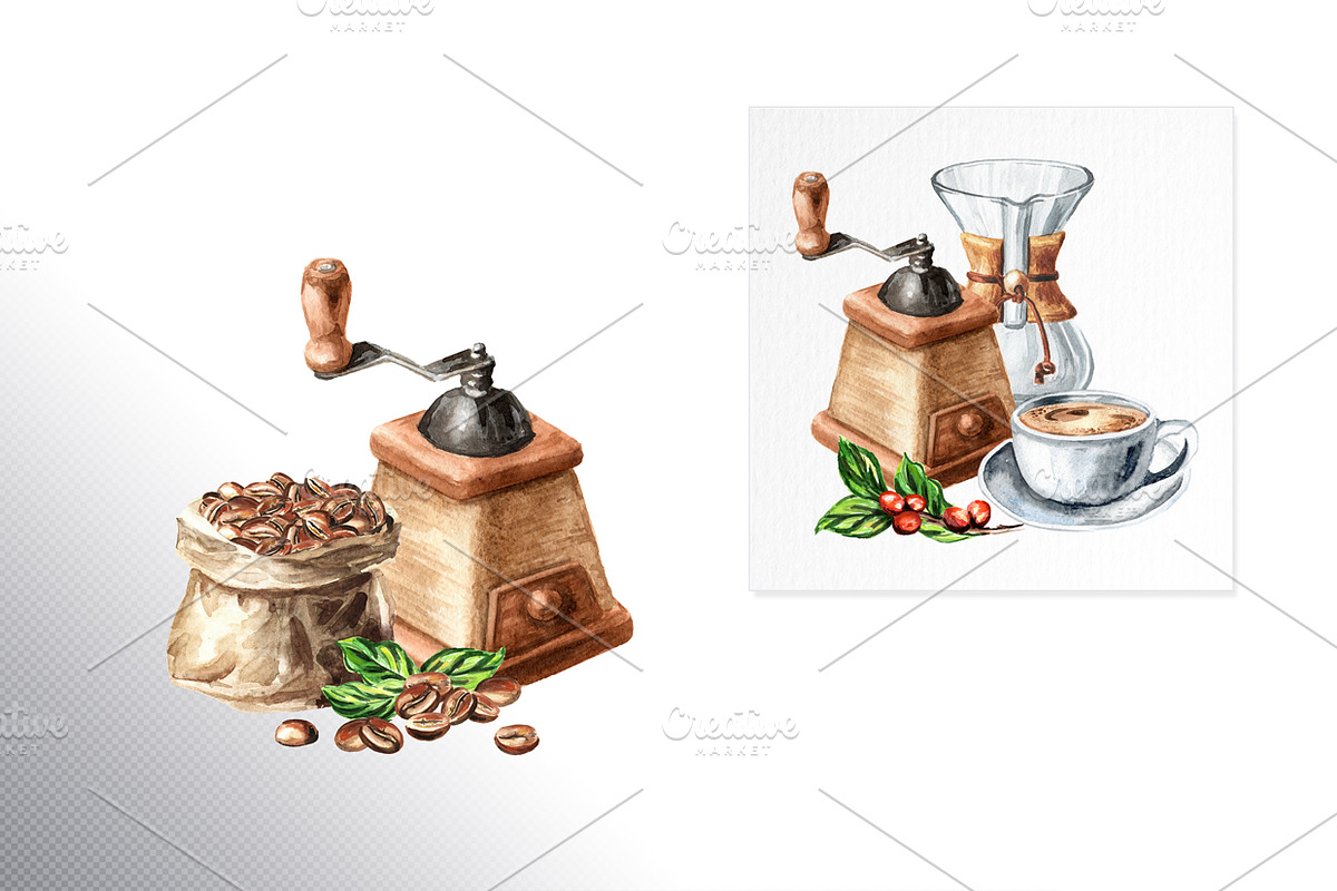Coffee time. Watercolor collection, a Food Illustration by Daria Ustiugova (Photo 2 of 6)