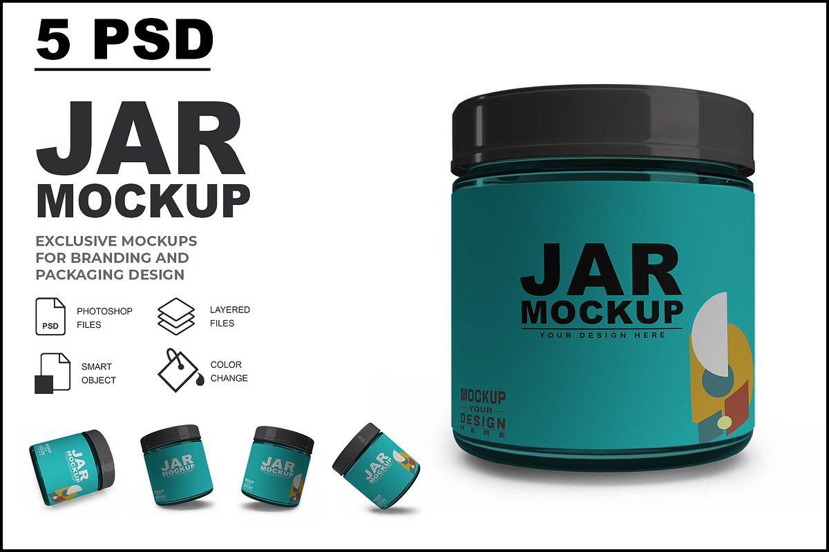 Jar Mockup, a Mockup by mockupbuys (Photo 1 of 11)