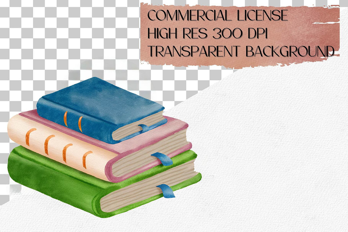 Watercolor Books Clipart Set, 41 PNG, an Illustration by CropUp Creative (Photo 4 of 4)