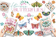 Flowery butterflies clipart set, an Animal Illustration by Yelloo Fish (Thumbnail 1 of 14)