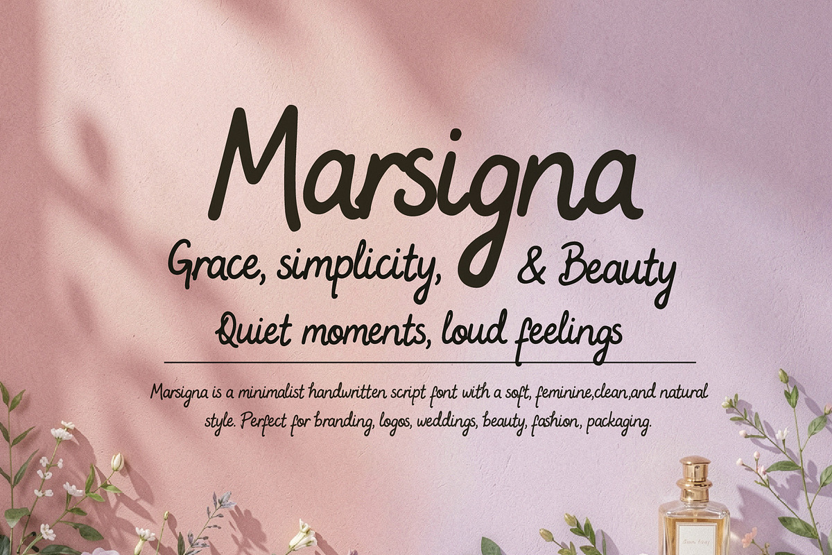 Marsigna - Simple Feminine Timeless, a Script Font by HypeWorksCo (Photo 1 of 18)