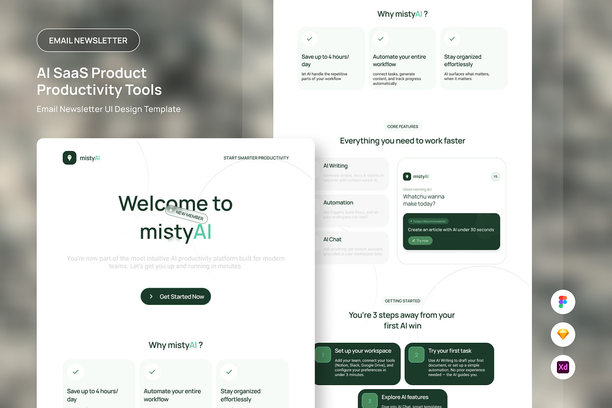MistyAI - AI SaaS Product Onboarding, an UI Kit Template by productype1 (Photo 1 of 5)