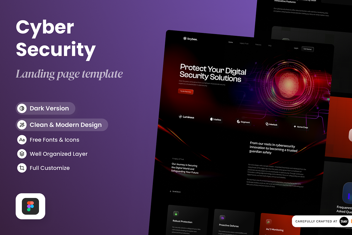 Scybee - Cyber Security Website, a Landing Page Template by SLAB! Design (Photo 1 of 4)
