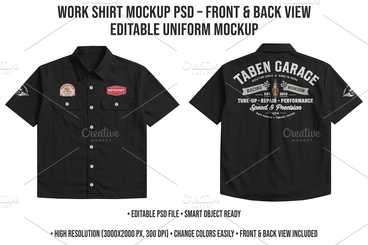 4K Work Shirt Mockup PSD Editable, a Shirt Mockup by std.badboy (Photo 1 of 4)