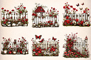 whimsical spring fence clipart, an Illustration by GatewayDesign (Thumbnail 4 of 9)