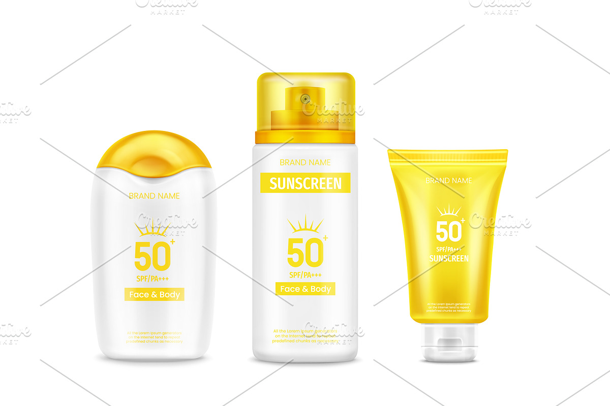 Sunscreen cream bottle and tube with, an Object Illustration by art PVP - market