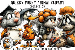 Quirky Funny Animal Clipart, an Illustration by OK Design