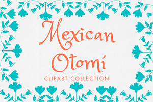 Turquoise Otomi Clipart Collection