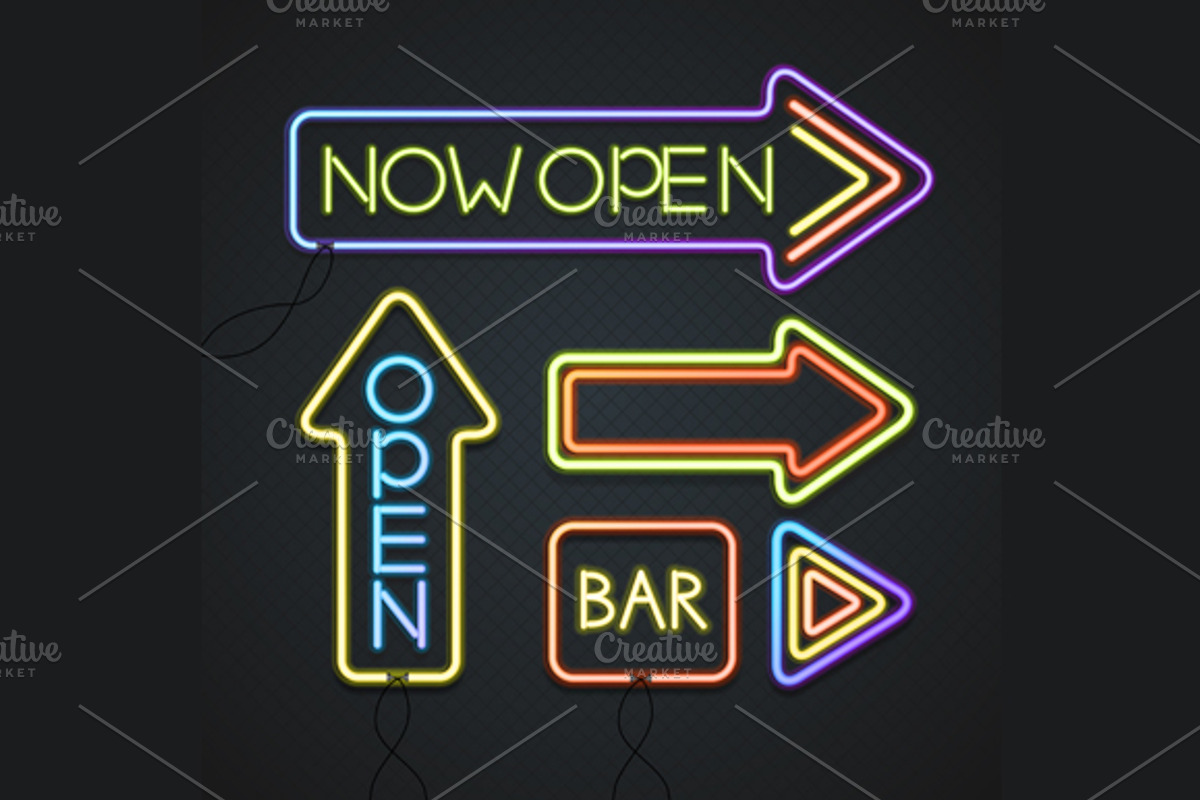 Glowing Neon Signs. Vector, an Illustration by Vector and Templates (Photo 1 of 2)