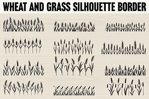 Wheat and grass silhouette border, an Illustration by hafijul