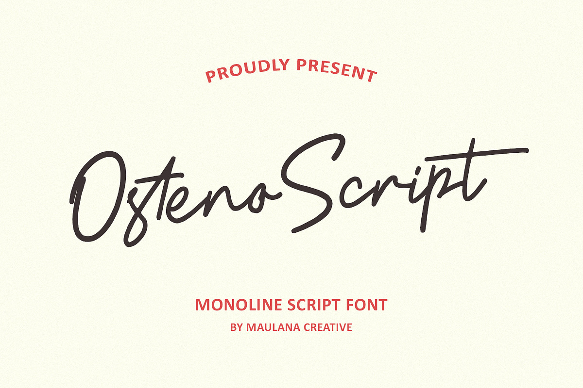 Osteno Monoline Script Font, a Script Font by Maulana Creative (Photo 1 of 7)