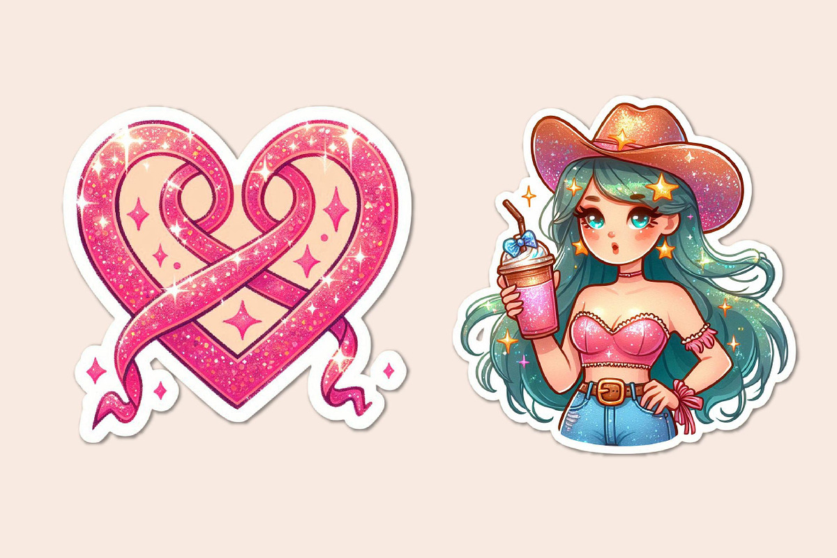 Kawaii Cowgirl Clipart Bundle, an Illustration by Dream Creation (Photo 5 of 5)