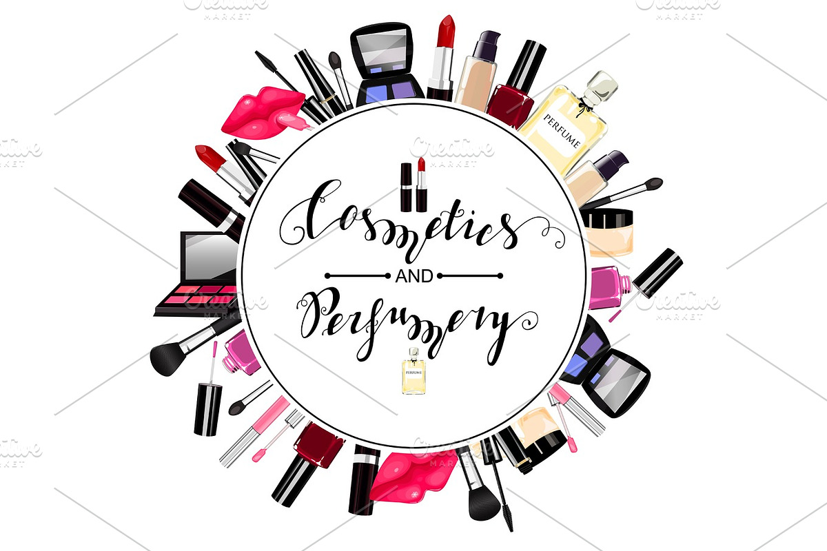 Makeup, perfume, cosmetics seamless pattern., an Illustration by artabramova