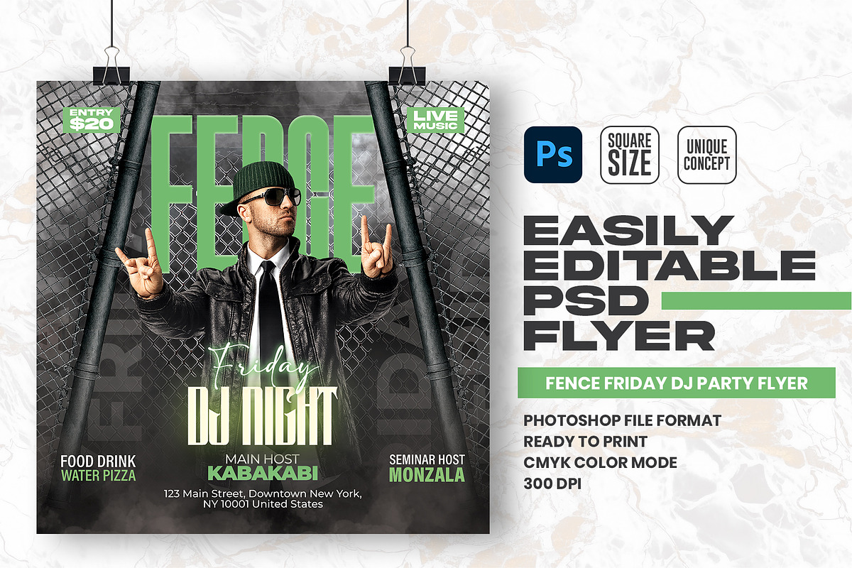 Fence Friday Dj Night Party Flyer, a Flyer Template by Shajib Shikder (Photo 1 of 2)