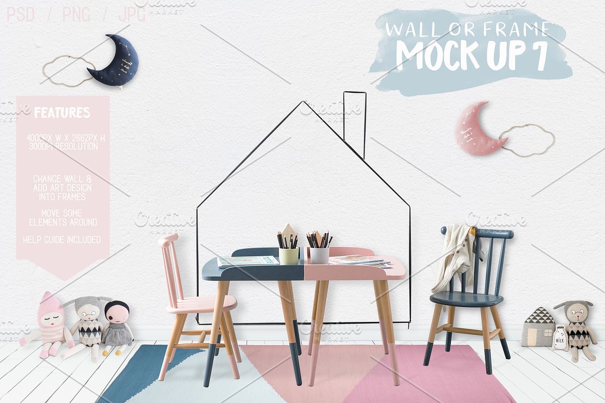 Kids Room Wall/Frame Mock Up 7, a Print Template by Whimsicality (Photo 1 of 4)