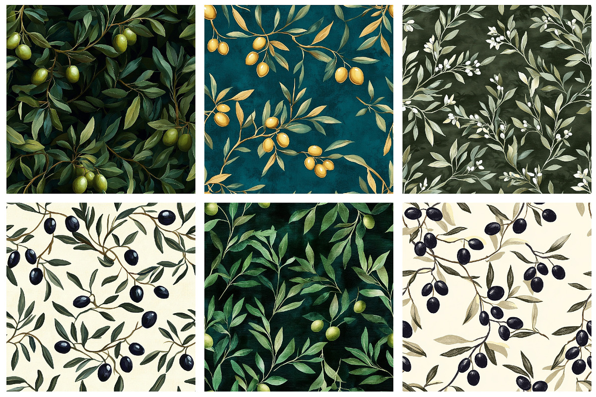 Olive Branches Patterns Digital Pape, a Pattern Graphic by designcity5 (Photo 2 of 5)