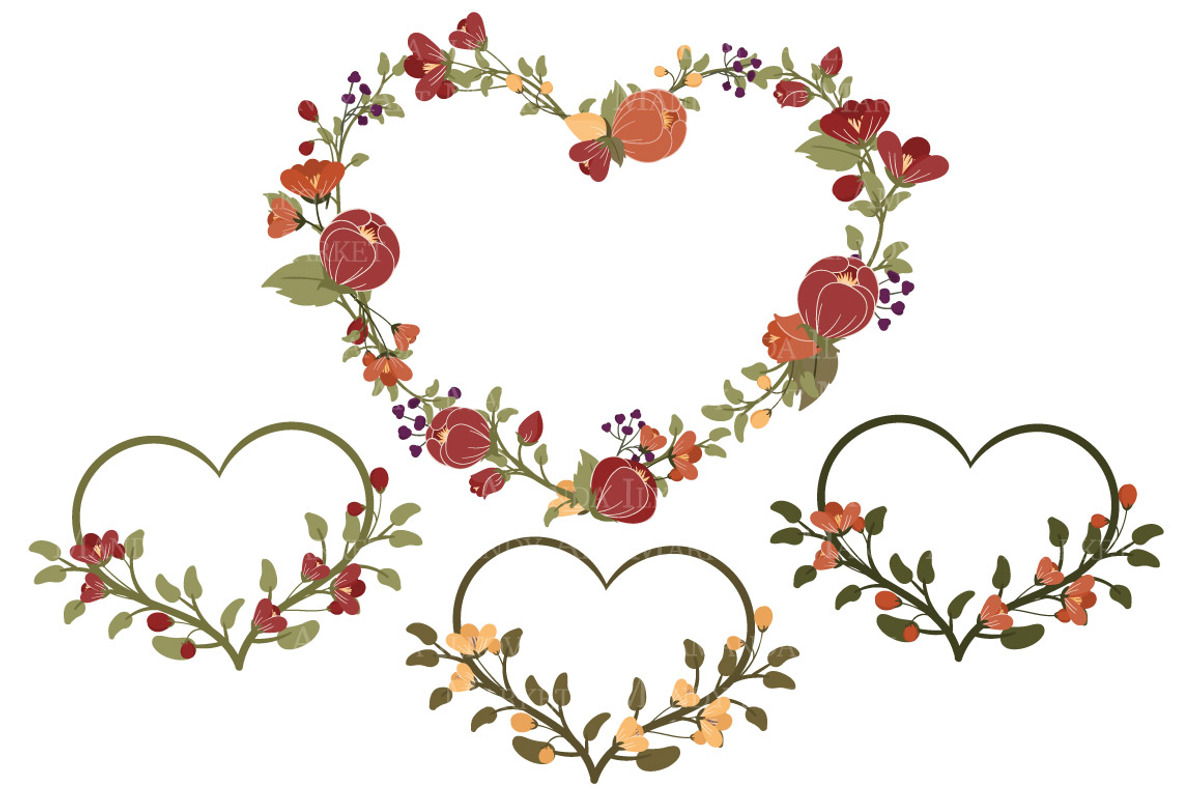 Autumn Floral Heart Wreath Clipart, an Illustration by Amanda Ilkov (Photo 3 of 5)