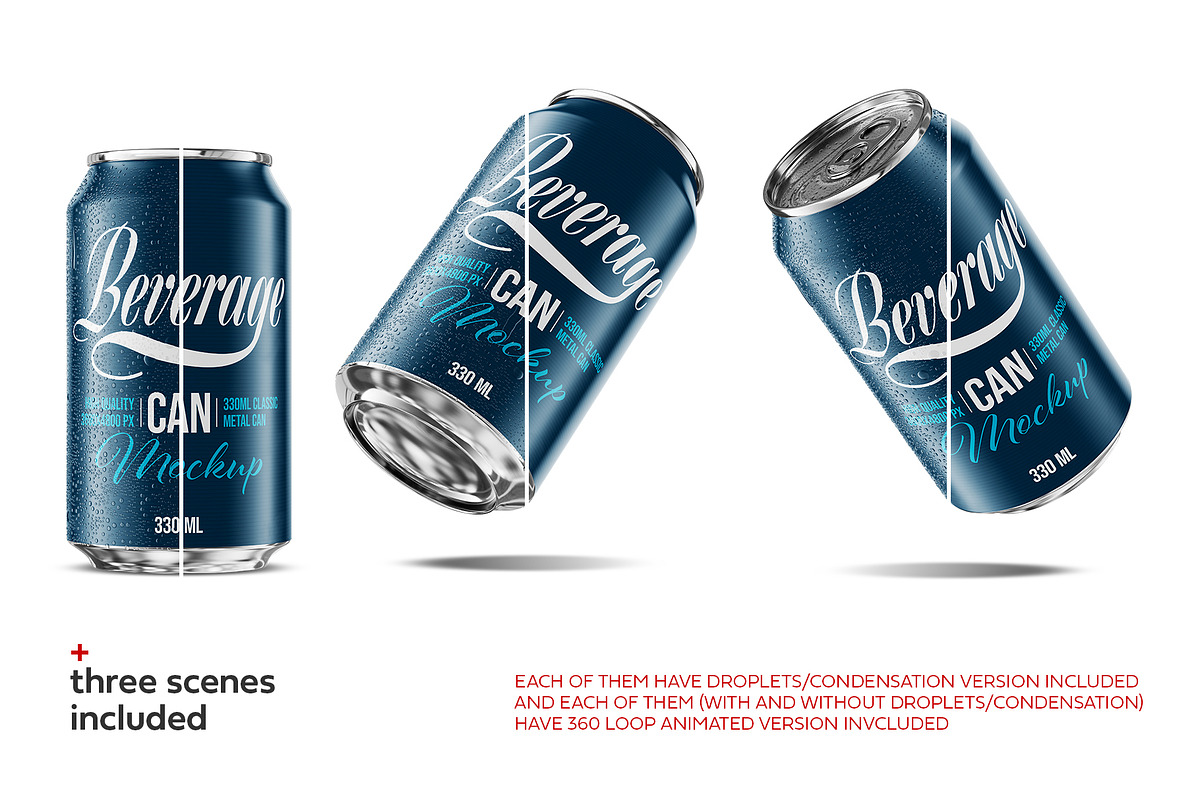 330ml Classic Can Mockup | ANIMATED, a Packaging Mockup by AY Mock-Ups (Photo 4 of 10)