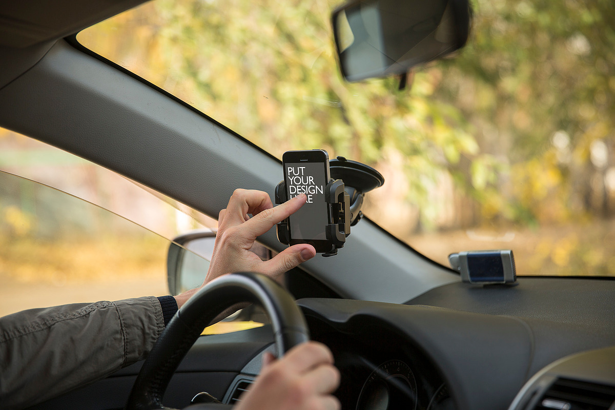 10 Car Phone Holder Mockups, an iPhone Mockup by UI Kitchen (Photo 7 of 11)