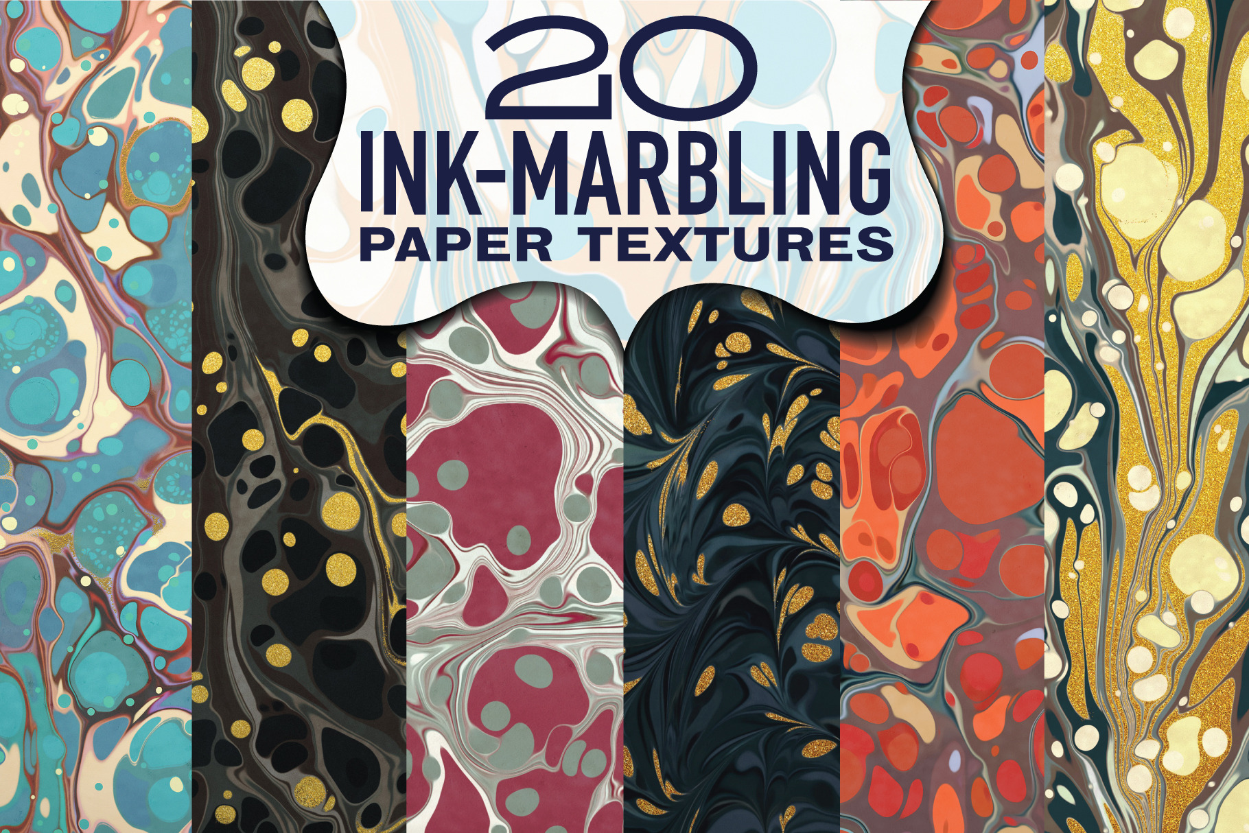 20 Ink Marbling Paper Textures, a Texture Graphic by Mysterylab Designs