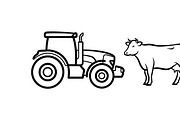 Rustic farm tractor and cow design, an Illustration by Amazin_art (Thumbnail 12 of 30)