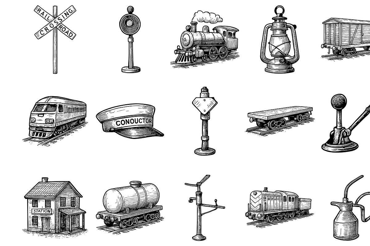 Railroad and Train, an Object Graphic by nikagraphic