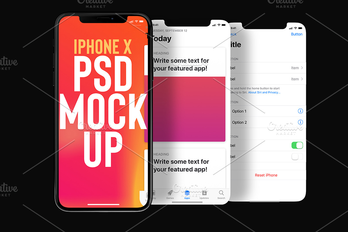 10 iPhone X PSD Mockup Set, an iPhone Mockup by Sinlatown (Photo 7 of 11)