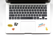 Laptop with Stickers Creation Mockup, a Mockup by Luuqas Design (Thumbnail 4 of 12)