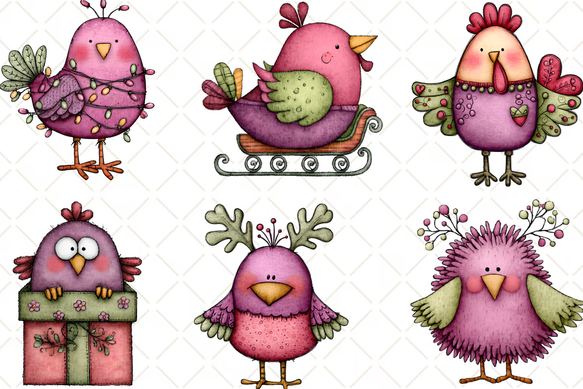 Quirky Christmas Chicken Clipart, an Illustration by Black Bird Studio (Photo 5 of 6)
