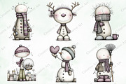 Whimsical Christmas Snowman Clipart, an Illustration by Creative Art (Thumbnail 4 of 10)
