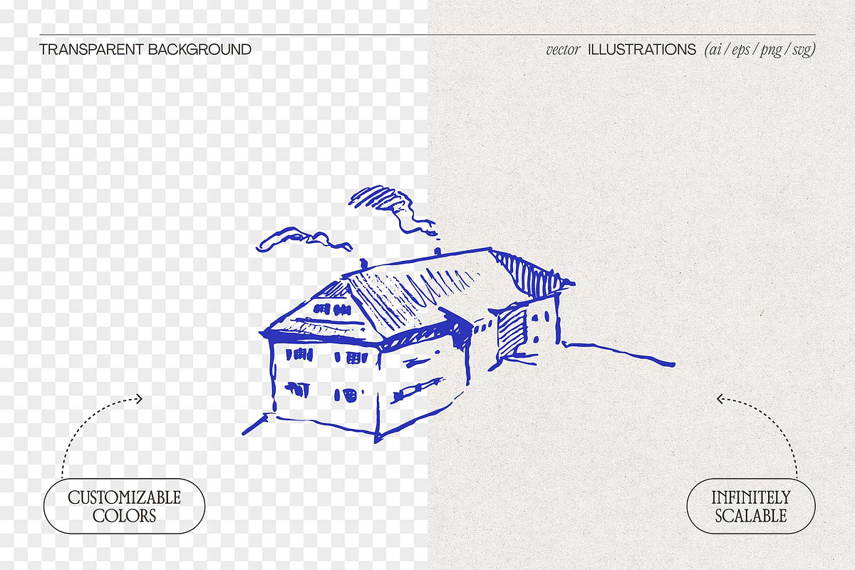 Rural House Sketches Collection, an Object Illustration by TheMountBirdStudio (Photo 2 of 6)