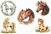 Watercolor Floral Horse Clipart, an Illustration by Craft Nest (Thumbnail 5 of 6)