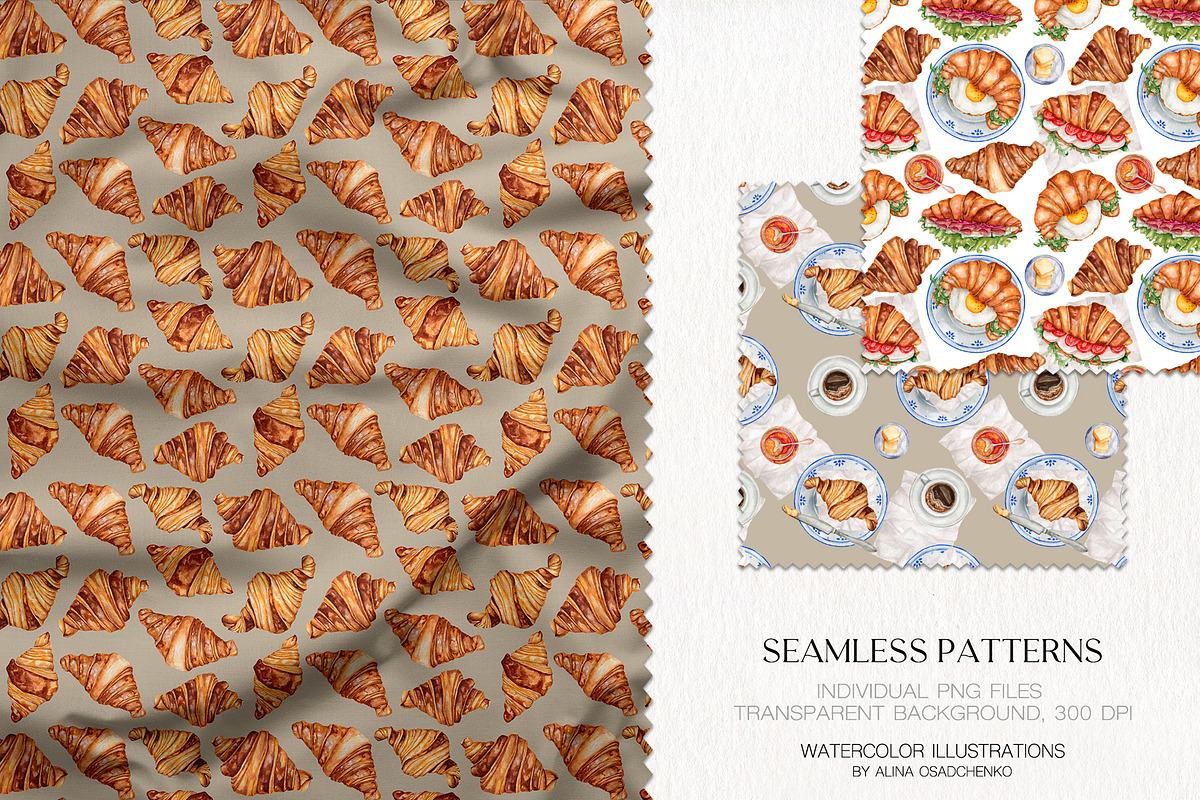 Watercolor Croissants Collection, a Food Illustration by CrystalinaShop (Photo 7 of 7)