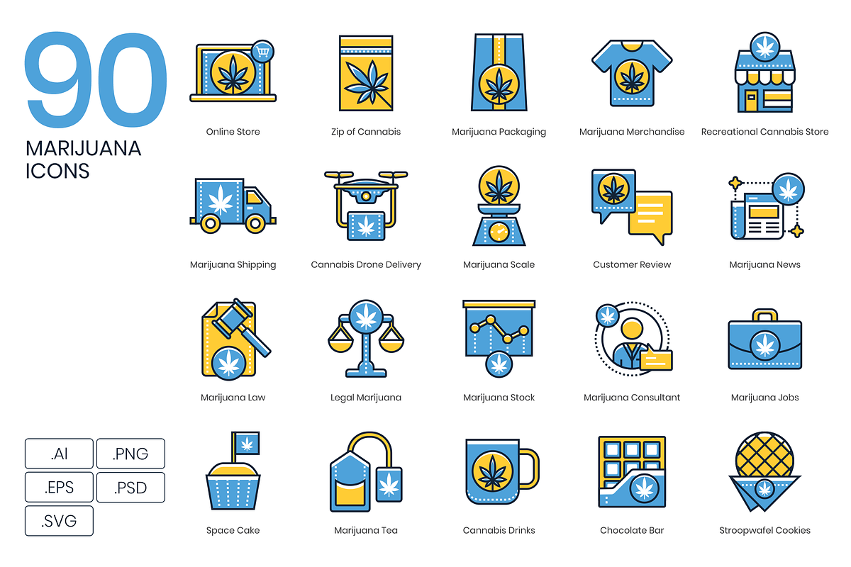 90 Marijuana Icons - Kinetic Series, an Icon by Flat Icons