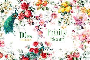 Watercolor botanical fruity flowers, a Decorative Illustration by Edith’s World