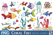 CORAL FISH - Digital Clipart, a Graphic by Purple Frog (Thumbnail 1 of 3)