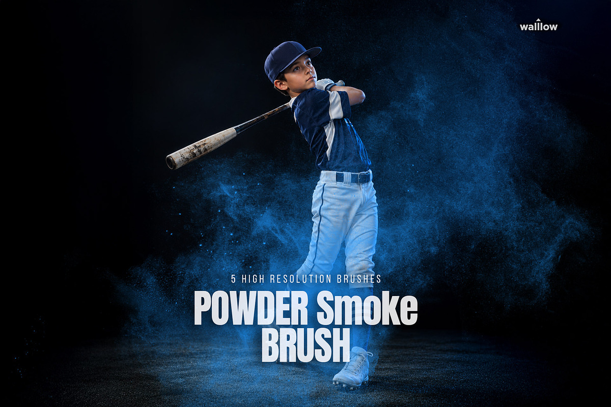 5 Powder Smoke Photoshop Brushes ABR, a Brush Add-On by Walllow Creatives (Photo 1 of 3)