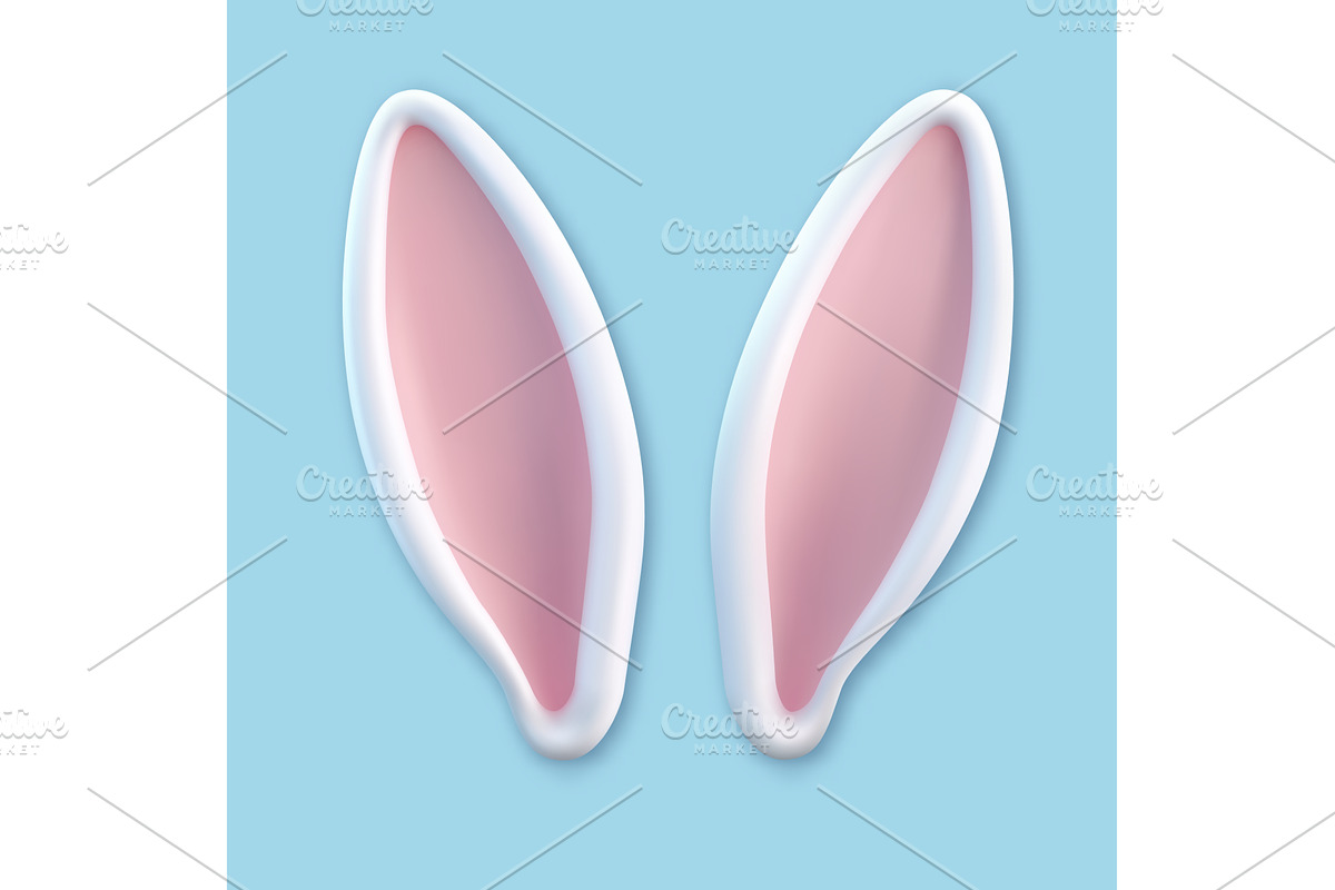 3D rabbit ears on an isolated, an Illustration by ModVector