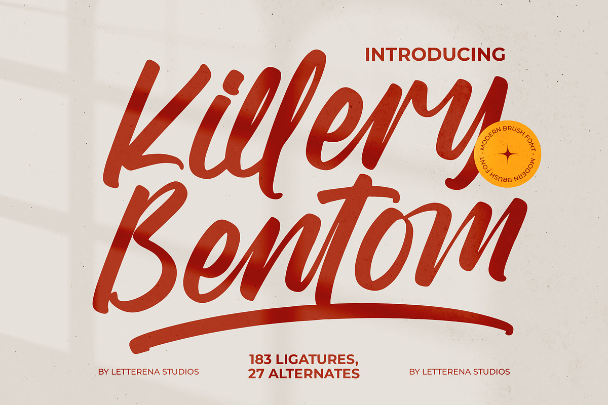 Killery Bentom Modern Brush Font, a Script Font by Letterena Studios Script (Photo 1 of 20)