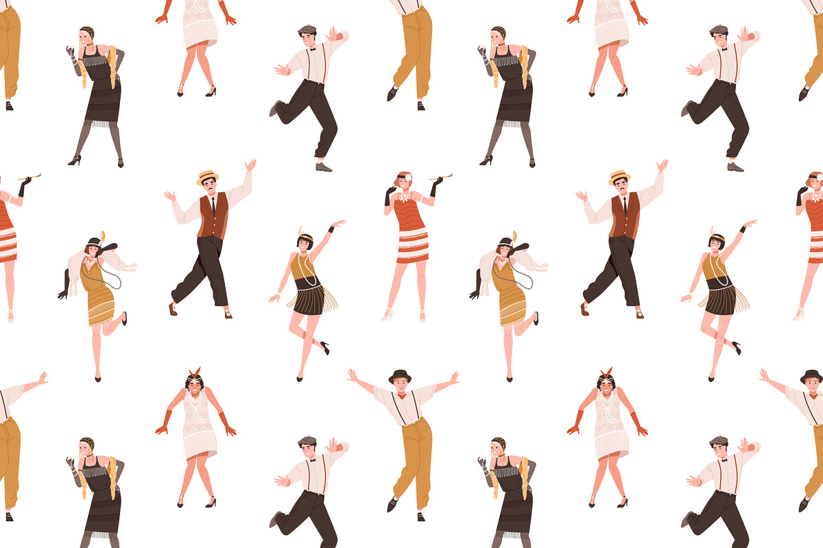 1920s dancers retro seamless pattern, a Pattern Graphic by Good Studio (Photo 2 of 6)
