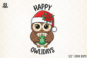 Owlidays Funny Christmas Sublimation, an Illustration by Libby Wishes (Thumbnail 1 of 5)