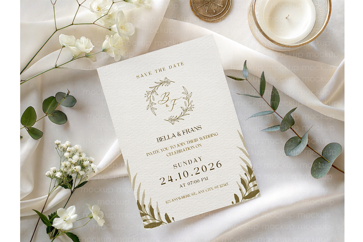Minimal Botanical Invitation Mockup, a Mockup by MockupWizard (Photo 4 of 4)