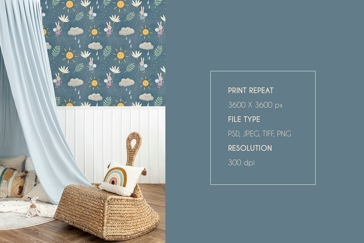 Cute Bunny Seamless Pattern | Kids, a Pattern Graphic by DijanaDesignShop (Photo 2 of 6)