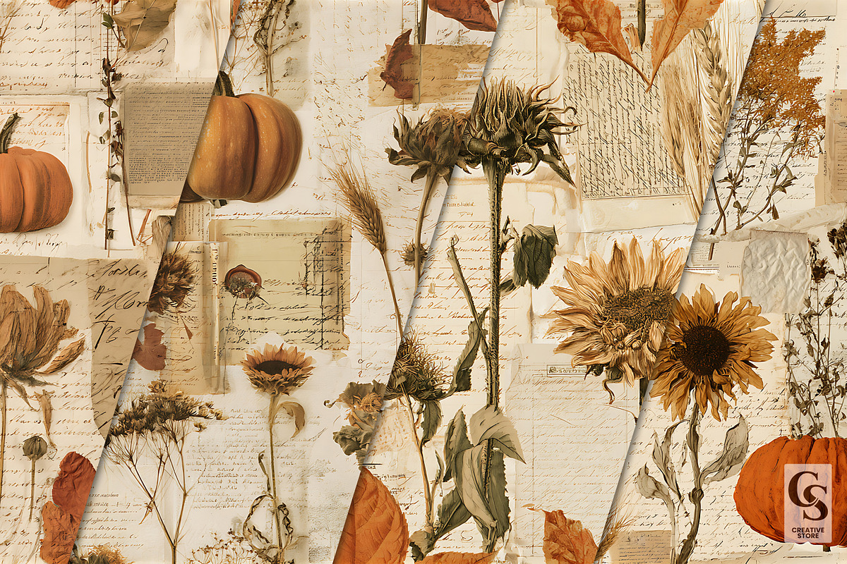 Fall Botanical Junk Journal Paper, a Pattern Graphic by Creative Store (Photo 2 of 5)