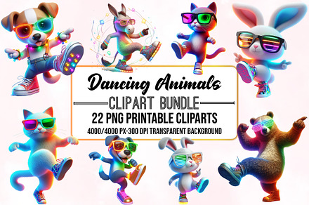 Dancing animals clipart Bundle, an Animal Illustration by VintageArt